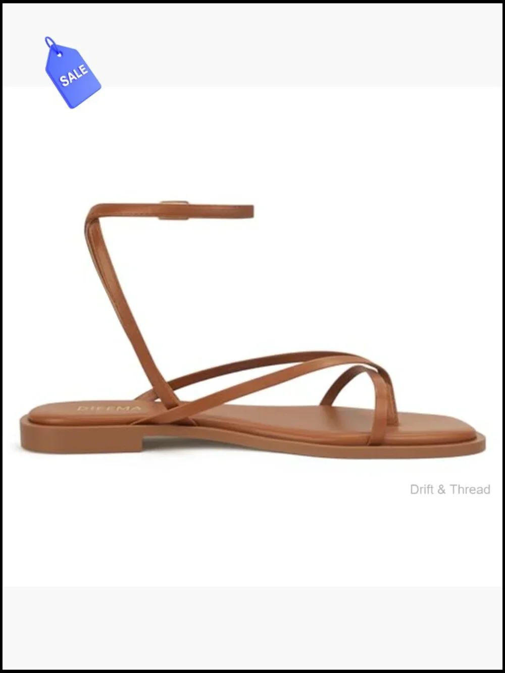 Square Toe Strappy Ankle Strap Flat Sandals